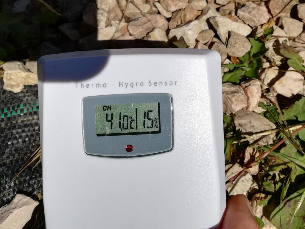 Klimaanlage Außentemperatur getestet mit einem Hygrometer